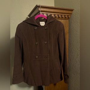 St. John’s Bay Women’s Coat with hood. Medium. Chocolate brown.